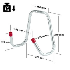 VORMANN Double Hook Tool Hook Garage Hook Load Hook | Load Capacity 72 kg | Weather-Resistant | U-Shape Size: 150 x 185 x 270 x 240 x 120 x 105 mm