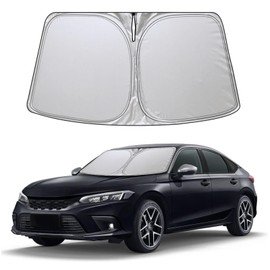 Foldable Sun Shade WODSTA Full Coverage Windshield Sunshade fit for Honda Civic 2022-2025 4-Layer Thickened Windows Visor 240T Polyester Windshield Sun Shade fit for Honda Civic Accessories 2022-2025