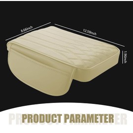 Sinytuto 1 Pack Car Center Console Armrest Protective Cover with Pocket, 12.59In x 8.66In x 1.96In Soft Leather Vehicle Armrest Pad, Universal Automotive Decoration for Truck SUV Car (Beige)
