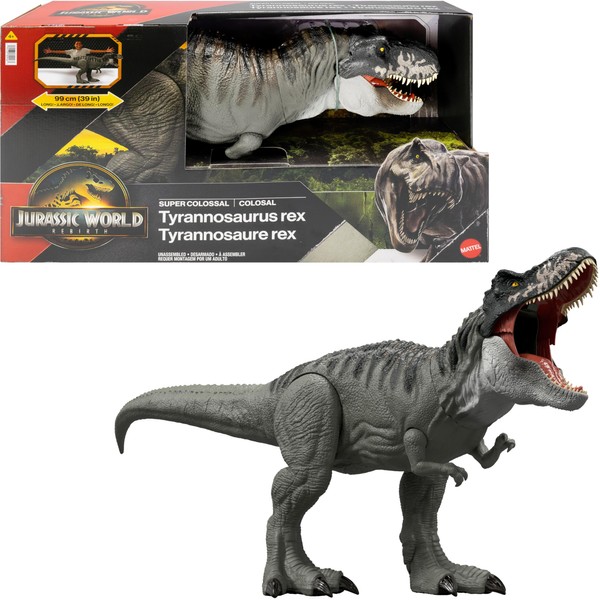 Mattel Jurassic World Rebirth Super Colossal Tyrannosaurus Rex Action Figure,