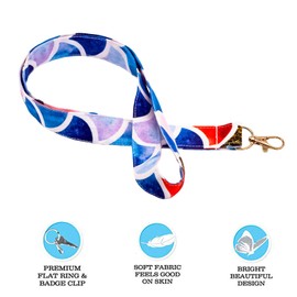 LNKRE JEWELRY Colorful Fish Scales Lanyard Keychain with Keys Ring - Premium Soft Fabric Neck Lanyards for Women,Nurse,Teacher,Car keys,Id Badge Holder Cruise,Cell Phone,Name Tag,Wallets