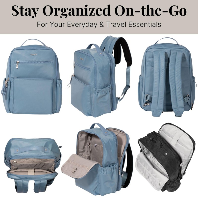 Baggallini Tribeca Expandable Laptop Backpack - 15"x11" Lightweight Work Travel