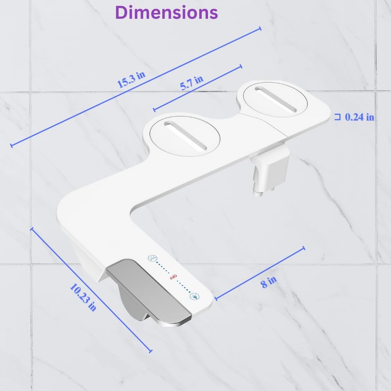 Ultra-Thin Bidet Attachment for Toilet with Non-Electric Self-Cleaning Water Pressure
