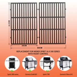 7638 17.5" Grates Replacement for Weber Spirit I & II 300 Series, Spirit 700, Genesis 1000-3500, Spirit E/S-310, E/S-320, E/S-330, Genesis Silver Gold Platinum B/C,Weber 900, Replaces for 7639
