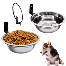 Acsist Wall Mounted Dog Bowls-2 * 16 Oz, Stainless-Steel Raised Adjustable Height Dog Food and Water Bowls, Elevated Pet Comfort Feeding Bowl for Medium Large Dogs Cats(Collapsible)