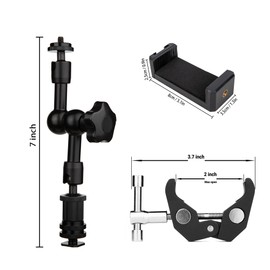 LinkWheres Magic Arm Mount - Aluminum Alloy Magic Arm Spring Clamp & C-Clamp for Tripod, Studio Holder, Live Streaming, Beauty Vlogger Phone Mount (1 Set)