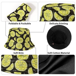 AYPOW Women Reversible Bucket Hat Cotton Fisherman Hat, UPF50+ Fashion Lightweight Sun Hats Summer Foldable Outdoor Cap, Packable Fruit Print Double-Side Cap for Teens Girls Beach Travel Party Holiday