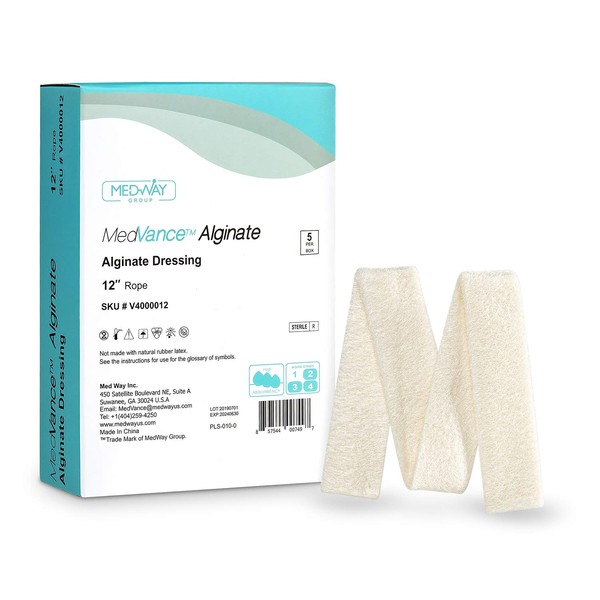 MedVance TM Alginate – Calcium Alginate Dressing, 12" Rope, Box of 5 dressings