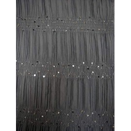 Polyester Ruched Chiffon with Chevron Pattern & Sequins Fabric by The Yard (Black)