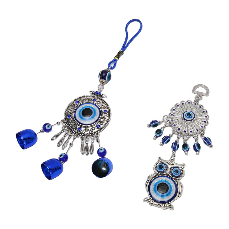 2pcs Blue Eye Owl Ornament Good Luck Attract Wealth Fashionable
