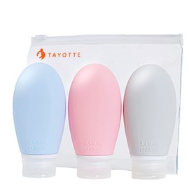 [Over 7,800 Pieces] Travel Bottle, Travel, Convenient Goods, Shampoo Bottle, Travel Set, Refill Bottle, Travel Goods, Clear Pouch Included (Tayotte) (Set of 3.4 fl oz (100 ml), Color 1)