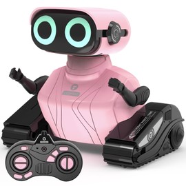 GILOBABY Robot Children, Remote Controlled Robot Toy, RC Robot with LED Eyes and Music, Children's Toy Gift for Girls Birthday from 3 Years (Pink)