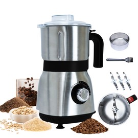 Grain Grinde For Kitchen,Electric Spice Grinders Comes With 3 Removable Stainless Steel Blades, 500w Herb Grinder Suitable For Grinding Spices, Coffee Beans, Grains, Nuts (Black）