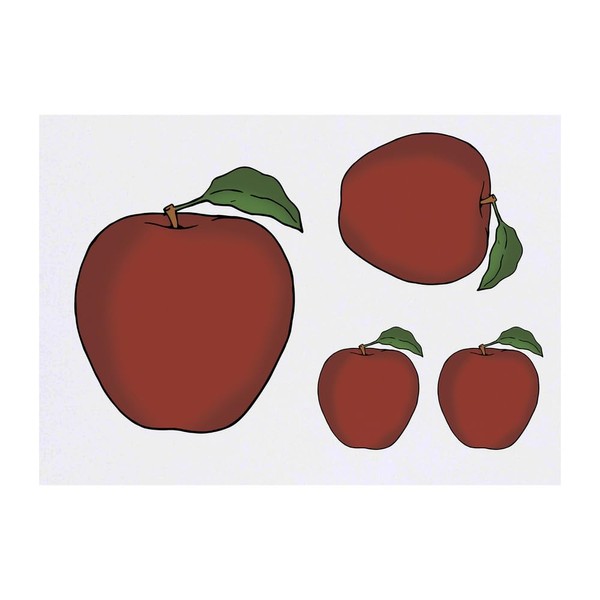 Azeeda 4 x 'Roter Apfel' Temporäre Tattoos - Wasserfest, Hautfreundlich