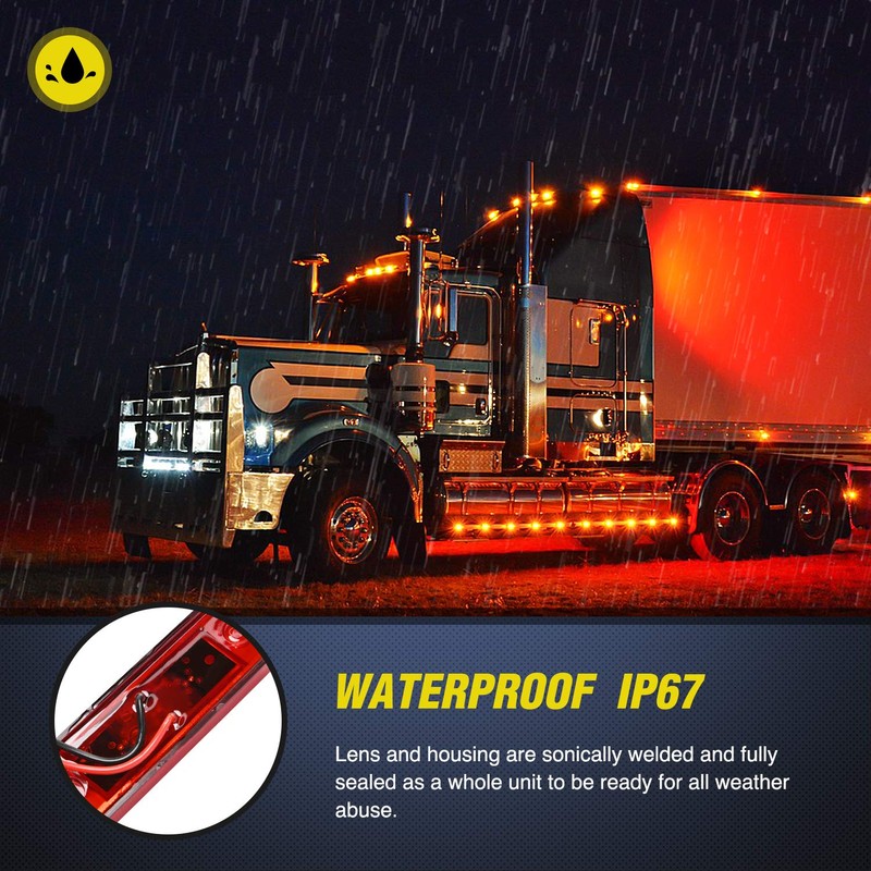 Nilight - TL-32 2PCS 3.9Inch 3 LED Truck Trailer Red