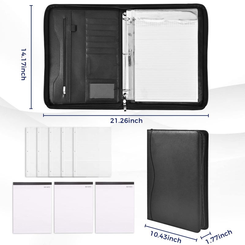 Sbrinnaliao 3-Ring Padfolio Portfolio Binder Organizer,PU Leather Folder Binder Business