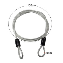 Steel Cable with Eyelets 1.5 m x 5 mm, Wire Rope with Eyelets, Loop Cable, Wire Rope 5 mm, Steel Cable with Loops, Short Steel Cable with Eyelets for Patio Furniture, Bicycle Anti-Theft Protection,