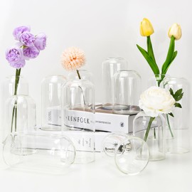 Set of 12 Glass Bud Vases in Bulk,Small Glass Vases for Centerpieces,Keketin Clear Flower Vase Mini Bud Vases for Floral Arrangement,Home Décor,Wedding Party Favors