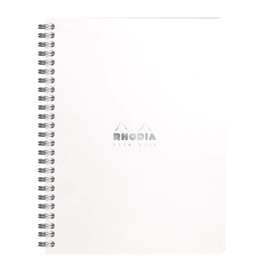 RHODIA 193441C - Spiral Notebook (Full Bound) White Notebook - A5+ - Dot Dot Lines - 160 Detachable Pages - White Clairefontaine Paper 80 g/m - Soft and Resistant Cover - Classic