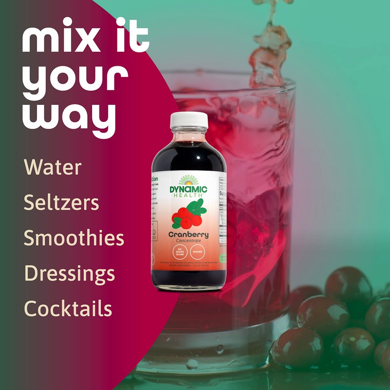Dynamic Health Pure Cranberry Juice Concentrate, Unsweetened, Natural Antioxidant Support,