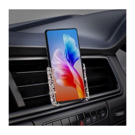 Dickno Bling Car Phone Holder, 360°Adjustable Mini Dash Air Vent Automatic Phone Mount, Crystal Air Vent Clip Cell Phone Holder for Women and Girls, Vehicle Interior Accessories (Purple)