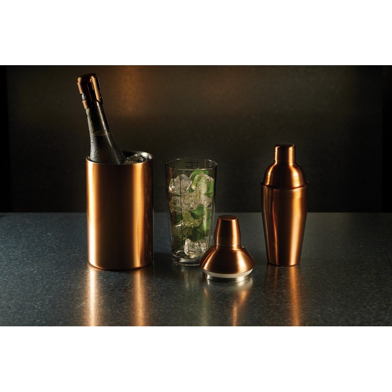 BarCraft Copper Effect Cocktail Shaker with Strainer in Gift Box,