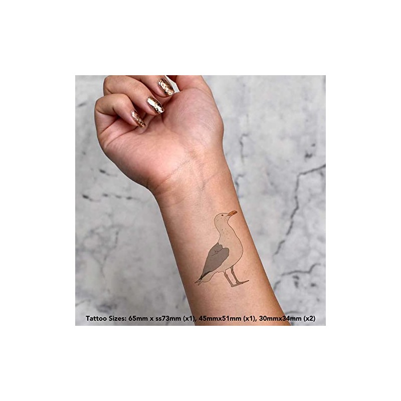 Azeeda 4 x 'Stolze Möwe ' Temporäre Tattoos - Wasserfest,