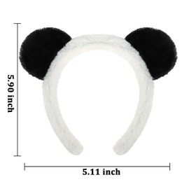 GAFATORY 5Pcs Panda Ears Headbands for Women Plush Headbands Cute Bear Headband for Girls Bear Costume Black and White Party Animals Ears Headbands Cosplay Accessories Spa Skincare Makeup Headbands