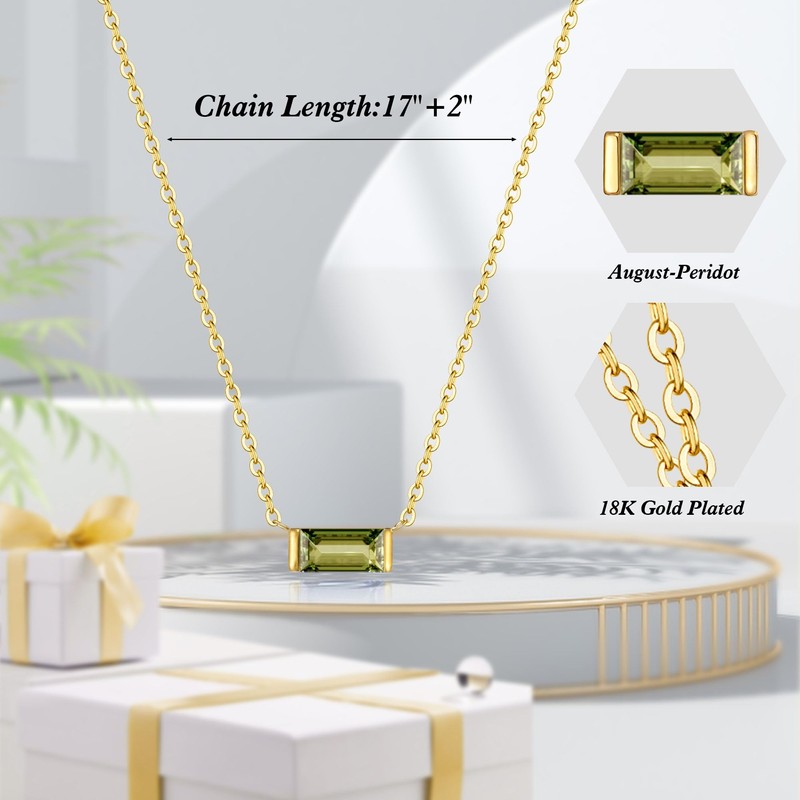 JSJOY Birthstone Necklace for Women Teens Dainty August Birthstone Necklace