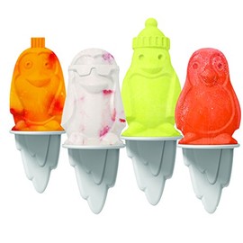 Tovolo Ice Pop, Flexible Silicone Freezer Molds Set of 4 Unique Penguins, Popsicle Makers With Reusable Sticks, Dishwasher-Safe & BPA-Free, White