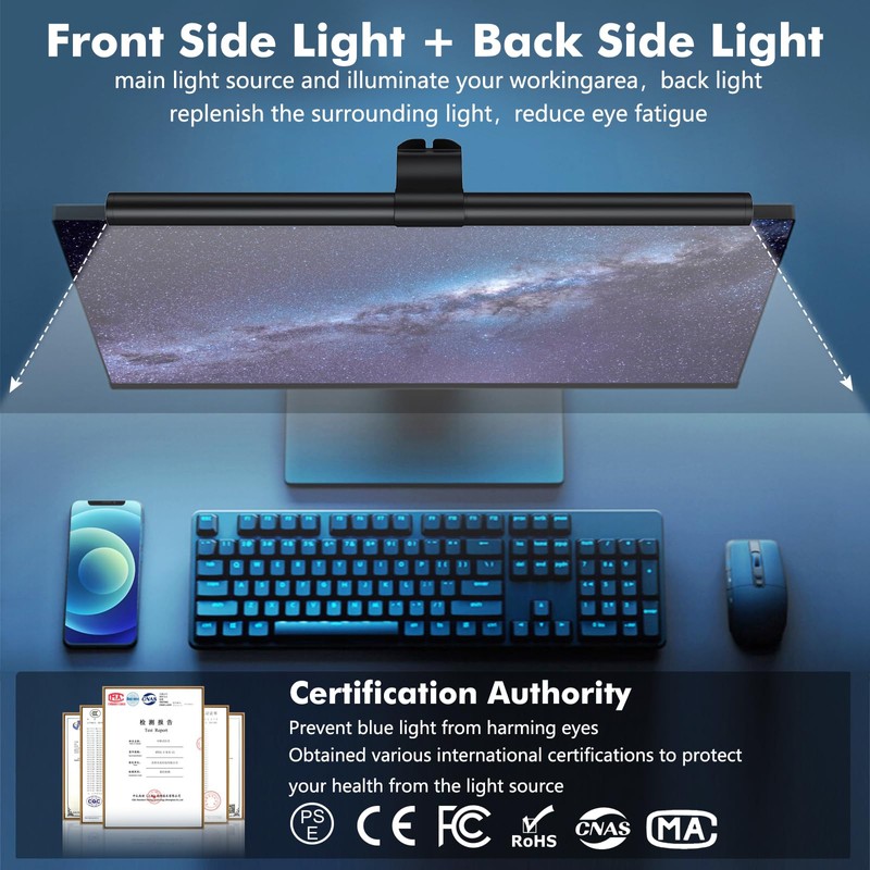 OOWOLF Computer Monitor Light Bar, Computer Monitor Lamp for Eye-Caring,