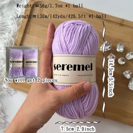 seremel 2 Pcs Crochet Yarn, 2 Balls of 100g/280Yards Soft Acrylic Yarns, Assorted Colors 4-ply Yarn for Crocheting and Knitting/DIY (Khaki-2)
