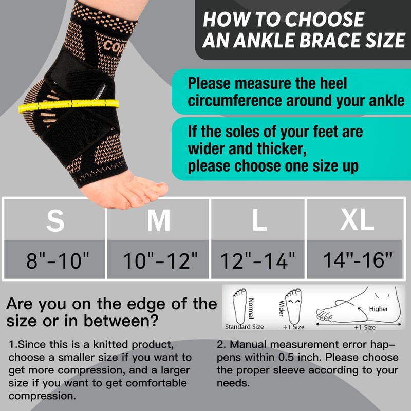 Ankle Brace for Plantar Fasciitis Relief, Copper Ankle Brace for