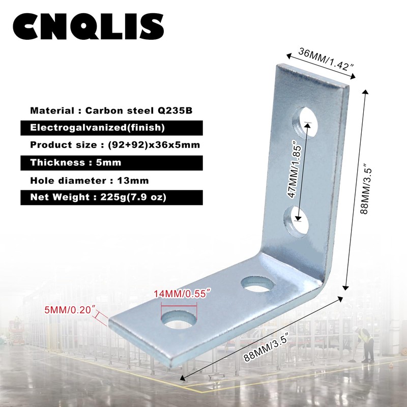 CNQLIS 10 Pcs 2 Hole L Shaped 90 Degree Angle
