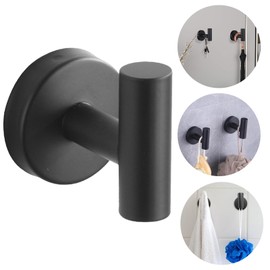 Unifizz Heavy Duty No-Drill Stainless Steel Suction Cup Coat Hooks – Bathroom and Kitchen Towel Hooks, Black – Strong Suction Hold, Removable, Supports Up to 5kg, Minimalist Modern Design