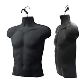 Upper Male Torso Form, Black - Pack of 3