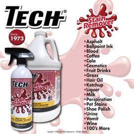 TECH Stain Remover, 24 oz Spray Bottle, 2-Pack, For Carpet, Clothes, Upholstery, and Other Fabrics