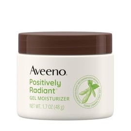 Aveeno Positively Radiant Brightening Gel Hidratante Facial Hidratante, 1.7 oz | Ácido hialurónico y soja correctora de tono, hidrata durante 48 horas