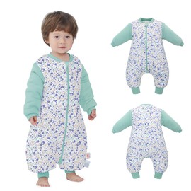 LAT LEE AND TOWN Baby Sleeping Bag Baby Sleep Sack Split Leg with Removable Sleeves, Baby Cotton Sleeping Bag, Winter Toddler Sleeping Bag (Green,S)