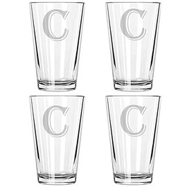 alankathy mug Beer Glass Monogram Set of 4 (C)