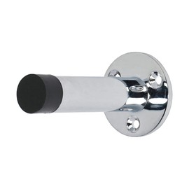 TIMCO Projection Door Stop - Polished Chrome - Can be Fitted to Walls and skirting Boards - Prevents Damage from Handles - Protective Rubber Buffer tip - Silver