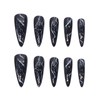JUSTOTRY 24 Pcs Glitter Stiletto Fake Nails Long,Black French Press