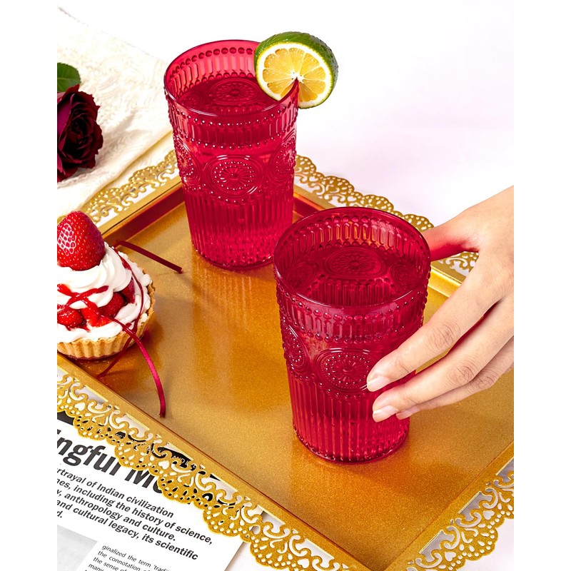 Ciaell 12 Pack Romantic Plastic Water Glasses - 14 Oz