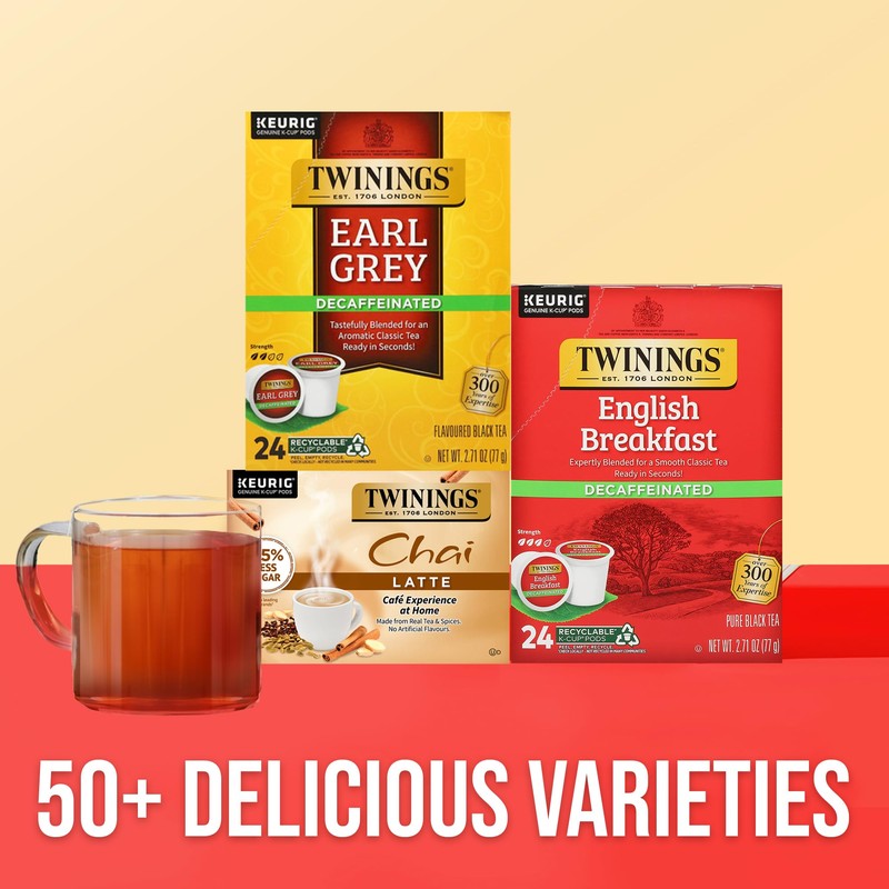 Twinings Decaffeinated Earl Grey Black Tea K-Cup Pods for Keurig,