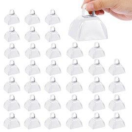 PATIKIL 36pcs Cow Bells for Football Games, 3inch Cowbells for Sporting Events Bulk Loud Noise Makers Metal Cow Bell with Handle for Cheering Wedding,White