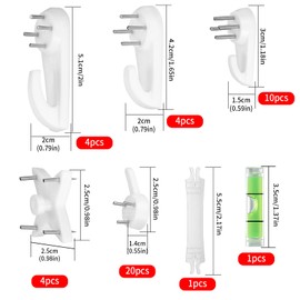 44 Pcs Non-Trace Picture Hooks for Hard Walls, Picture Hanging Hooks, Picture Hanging Kit, Picture Hangers Picture Hooks for Plasterboard Walls, Photo Frame Picture Frame Fixing Hanger Hooks