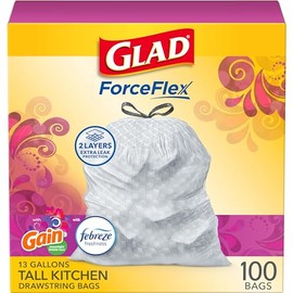 Glad Odorshield - Bolsas de basura de cocina con cordón, color blanco