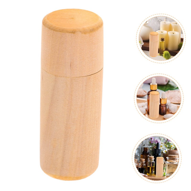 BUGUUYO Essential Oil Wooden Storage Box Round Single Bottle Case