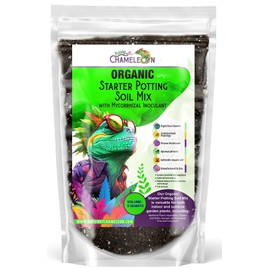 Funny Chameleon Organic Starter Potting Soil Mix with Mycorrhizal Inoculant for Fast Germination, Vigorous Seedlings, Strong Root Systems, Ideal pH, Disease Resistance (2 QUARTS)