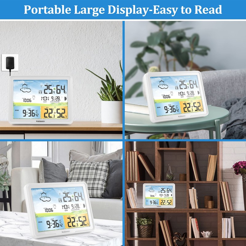 Weather Station Wireless Indoor Outdoor Weather Stations with Atomic Clock,